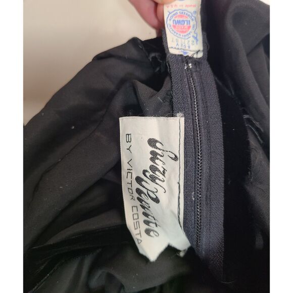 Vintage Suzy Perette Black Velvet Rhinestone Maxi Gown Holiday Size 10 Made USA - Picture 5 of 11